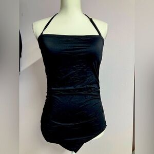 Holipick Women’s One Piece Strapless Swim Suit, Black, XL